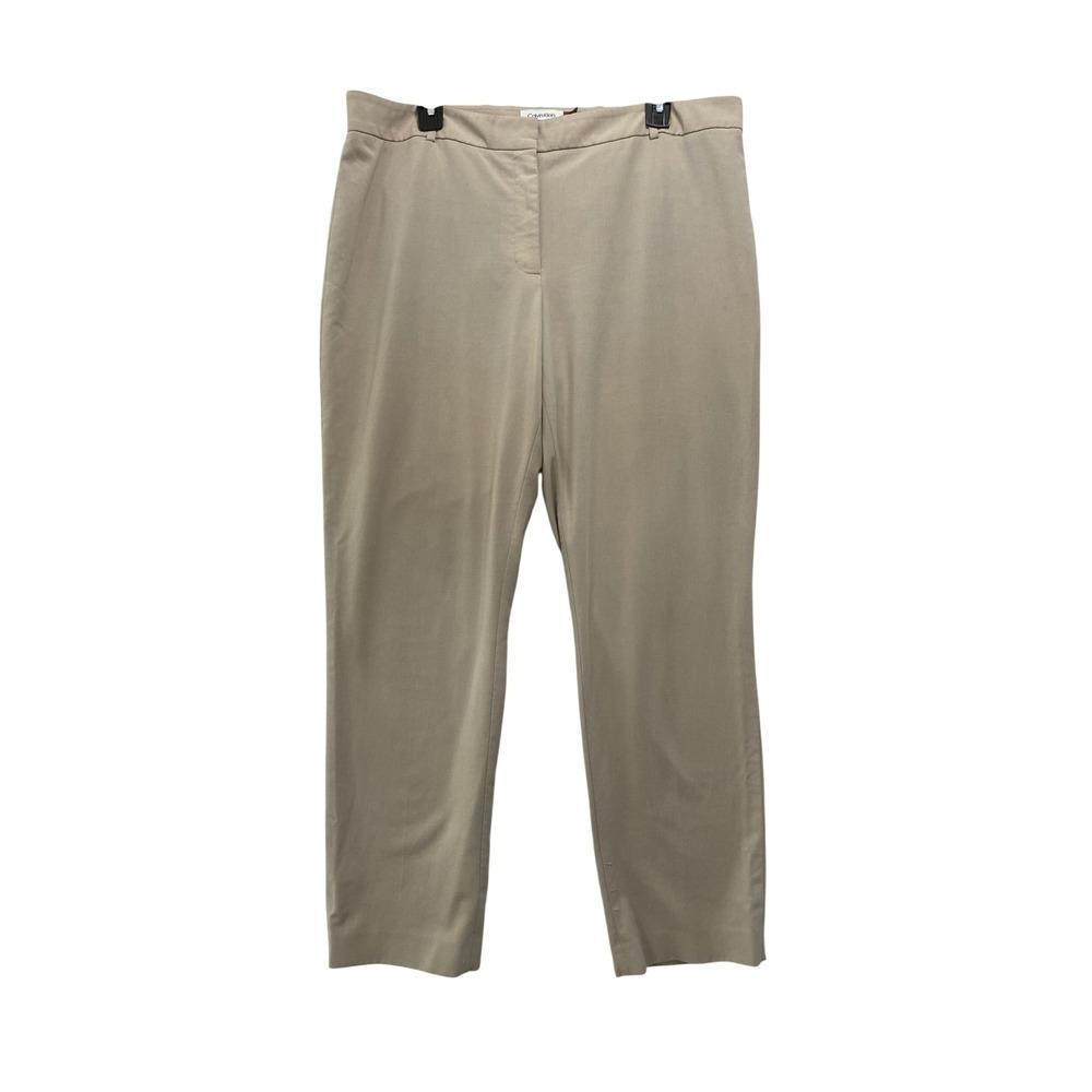 Calvin Klein Dress Pants Womens 14 Beige Slim Fit Stretch Business Casual Office